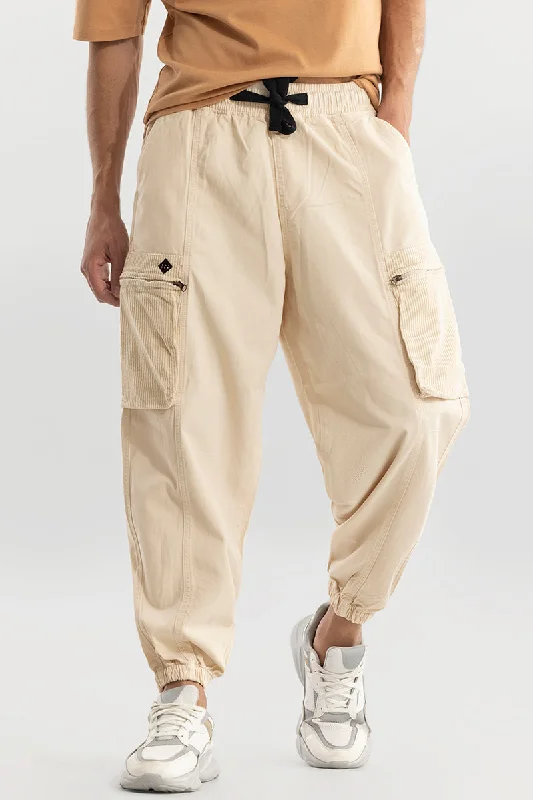 Korean Style Cream Cargo Pant Monochromatic All