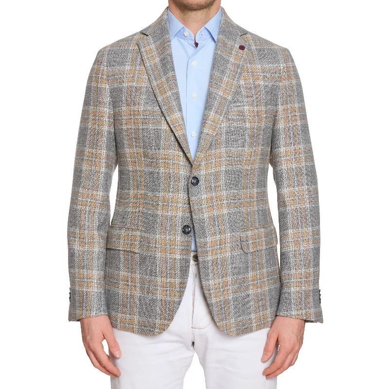 SARTORIA PARTENOPEA Gray Plaid Wool-Silk Jacket EU 50 NEW US 40 Current Model Sophisticated Men's 