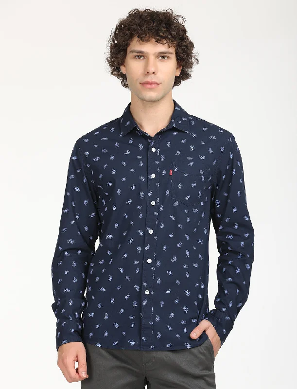 Men's Printed Slim Fit Shirt Sophisticated Men's French