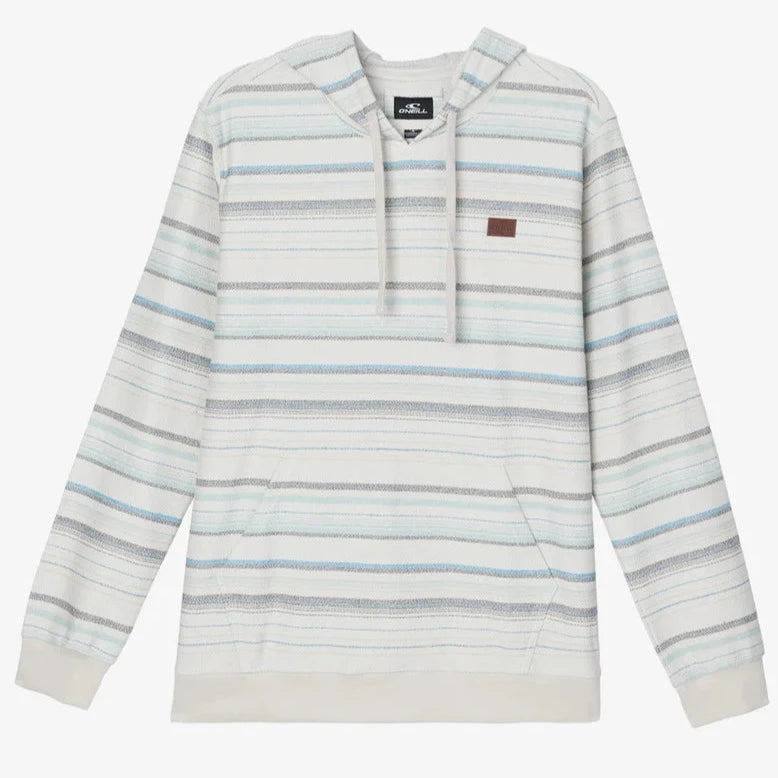 Oneill Bavaro Stripe Hooded Pullover Terry - Natural Blue Traditional Men's Country