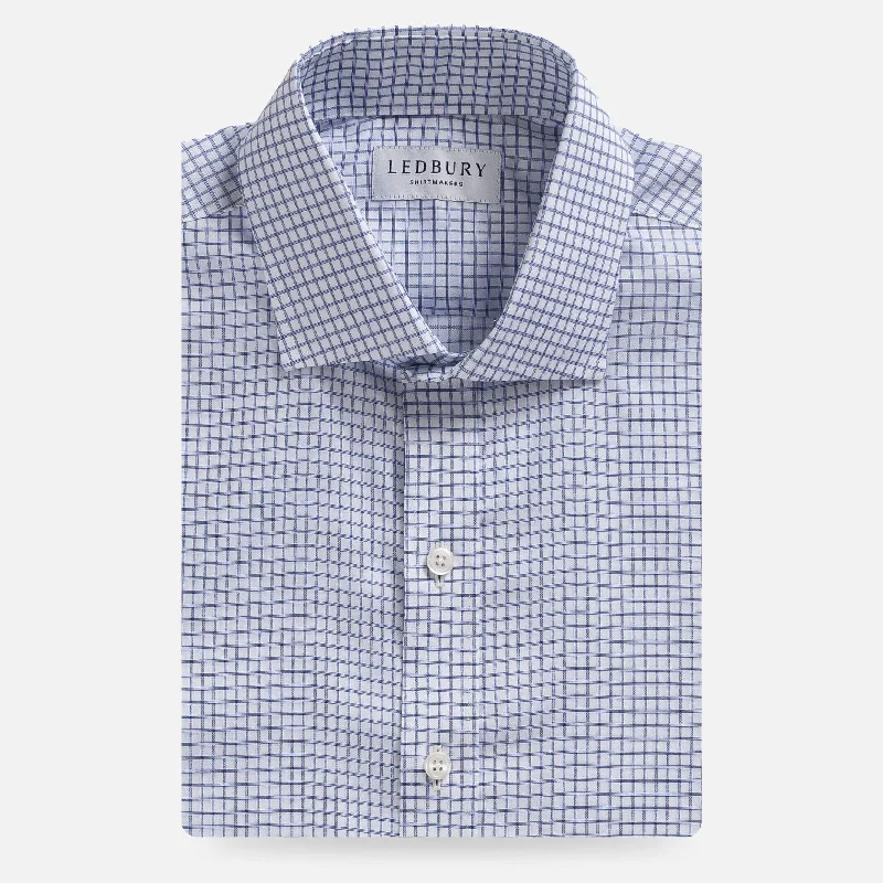 The Blue Owenby Comfort Stretch Check Custom Shirt British Gentleman Style