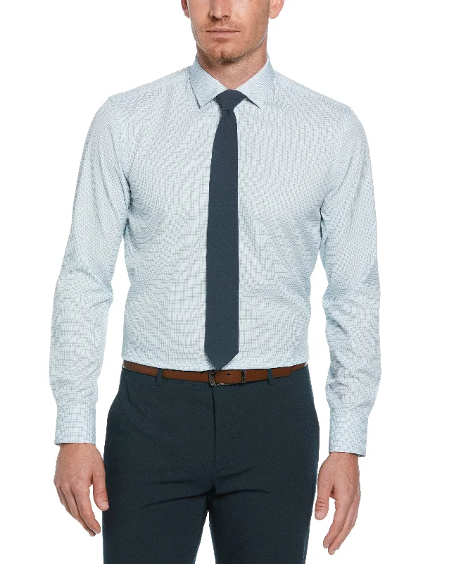 Slim Fit Stretch Small Check Dress Shirt Street