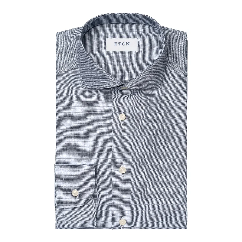 Navy Semi-Solid Signature Oxford Slim Fit Shirt - ETON Practical Men's Quick