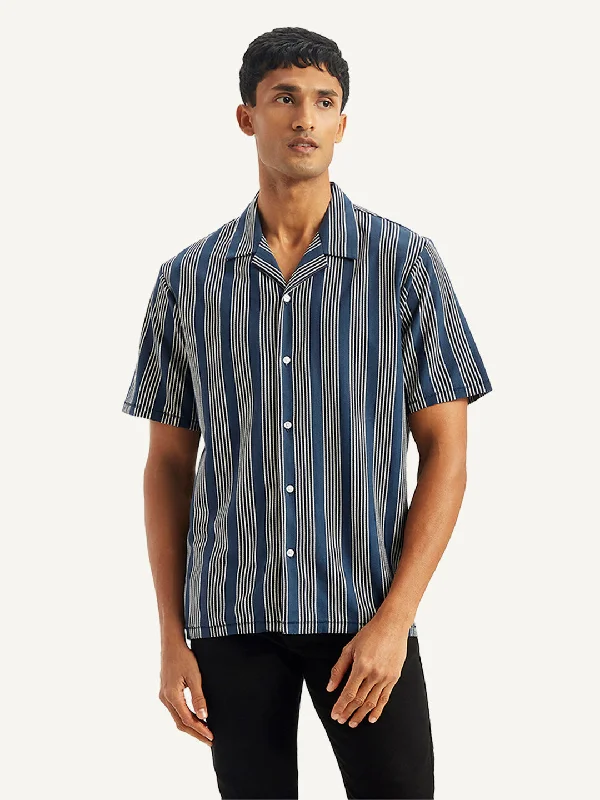 Men's Striped Regular Fit Camp Shirt Dynamic Men's High