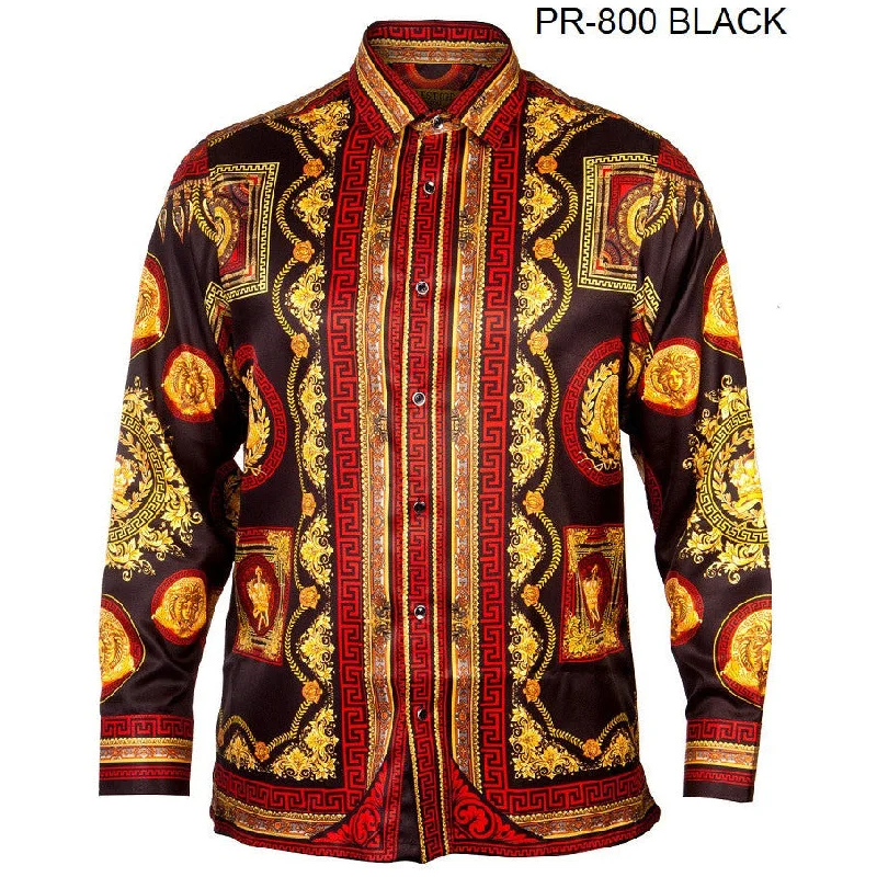 PRESTIGE BUTTON DOWN BLACK PATTERNED SHIRT Dynamic Men's Moto