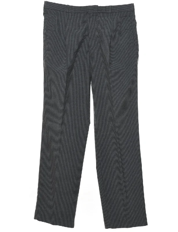 Striped Pattern Grey Classic Trousers - W36 L32 Youthful Men's Pop