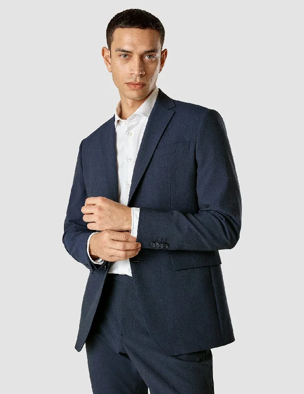 Essential Blazer Navy Melange Regular Elegant Men's Cashmere