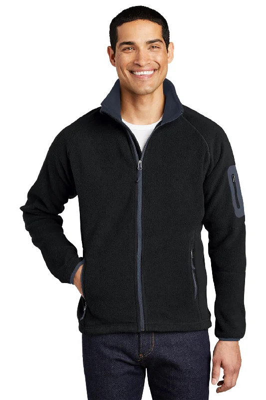 Port Authority Mens Full Zip Fleece Jacket - Black/Battleship Grey - Closeout Stylish Men's Tropical 