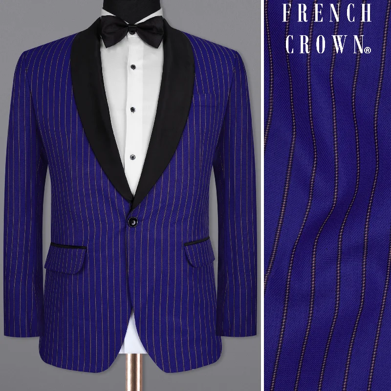 Violet Striped Wool Rich Tuxedo Blazer Adventure