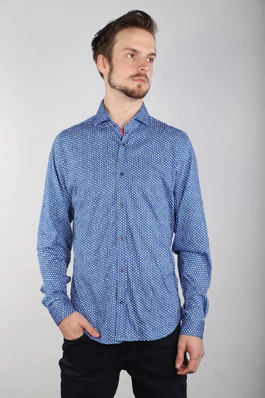 Blue Star Cotton Jersey Shirt Long Sleeve 7 Downie St. Polished Men's Silk