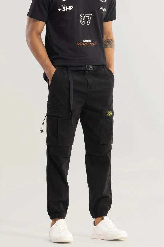 Hexa-Pocket Black Cargo Pant Refined Men's Velvet