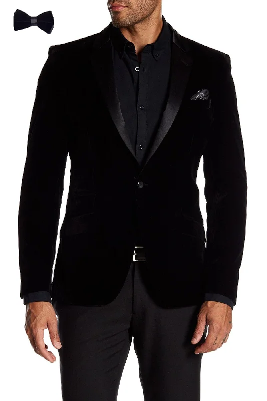 Men’s Velvet Slim Fit Blazer & Matching Bow Tie Relaxed Men's Australian 