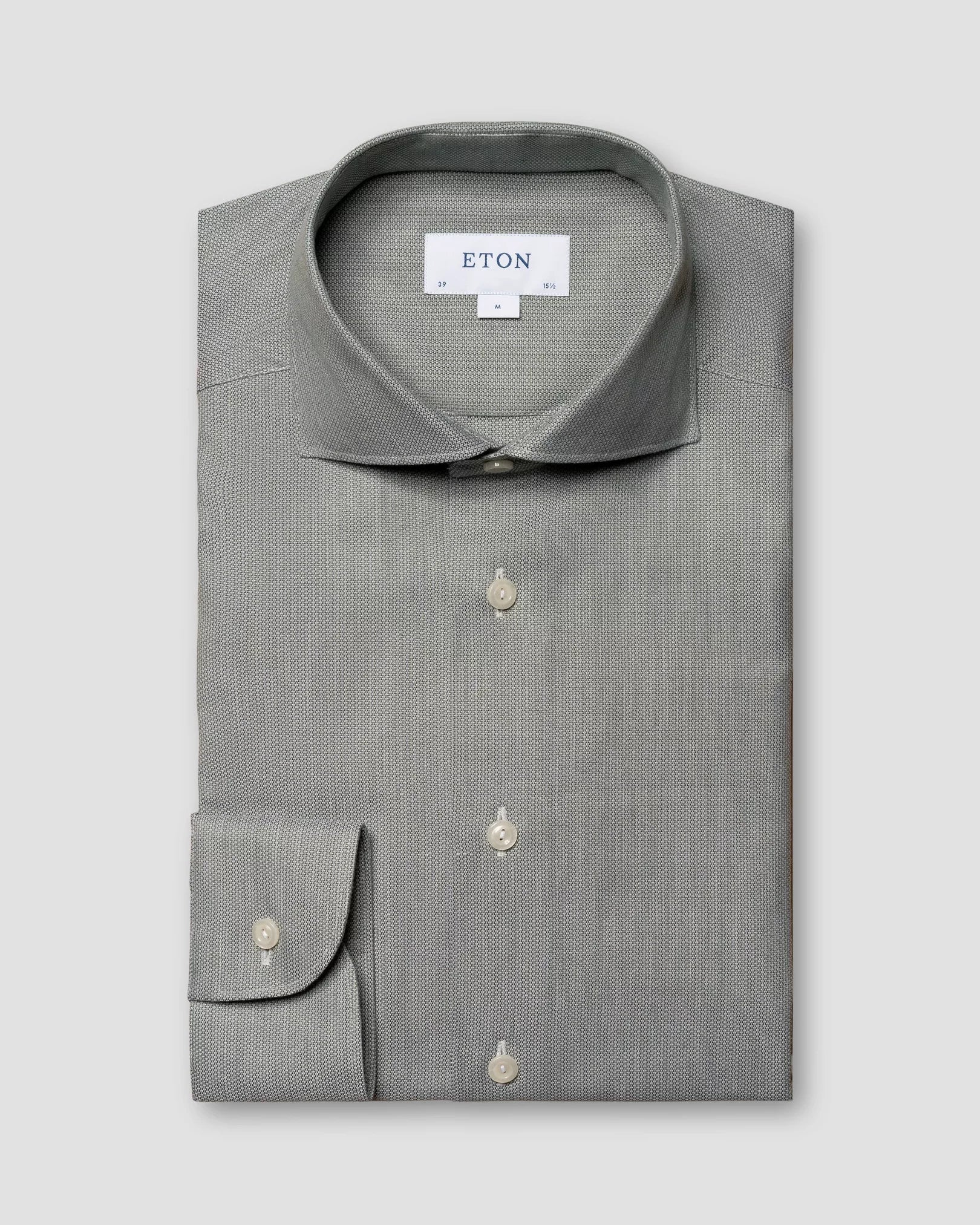 Green Semi-Solid Mélange Signature Twill Slim Fit Shirt - ETON Laid