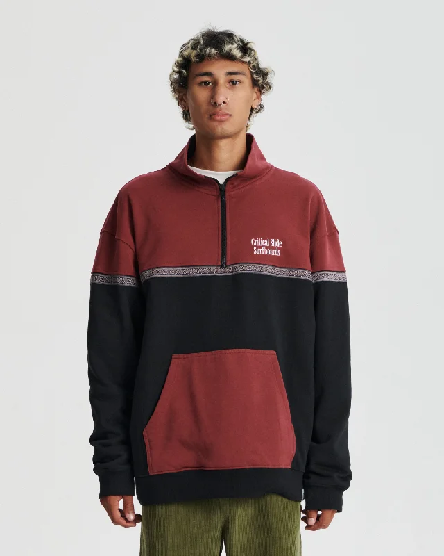 Offset Rib Zip Crew - Ruby Sporty Men's Athleisure 