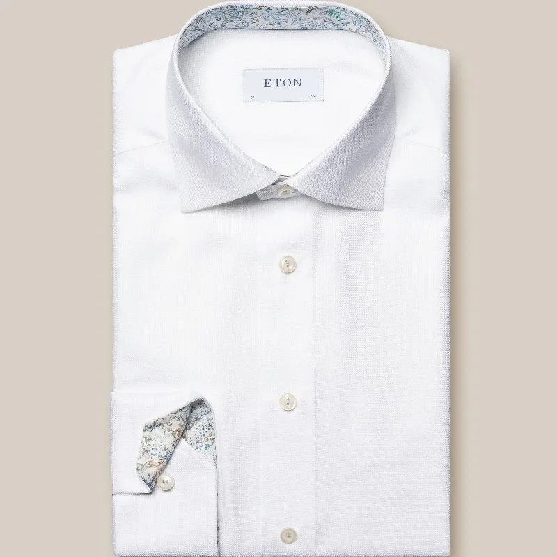 White Solid Oxford Cotton-Tencel Contemporary Fit Shirt - ETON Gym