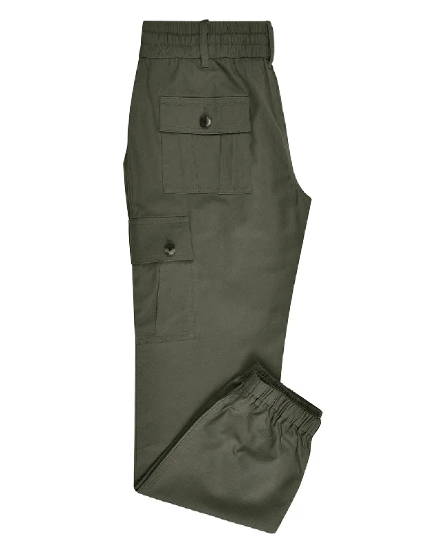 Olive Cotton Cargo Pant Unique Men's Upcycled