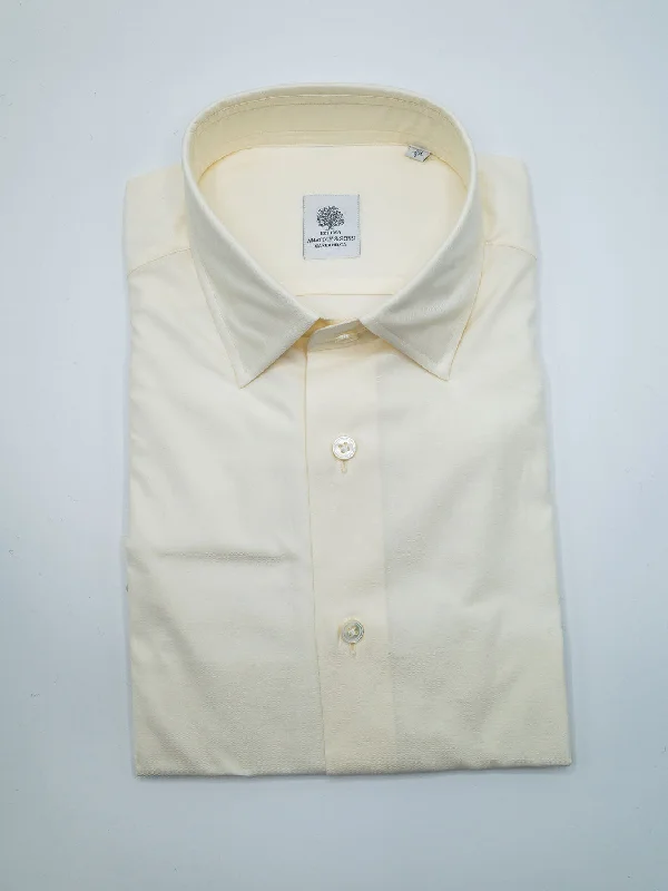 Cotton Twill Dress Shirt - Cream Polished Men's Silk