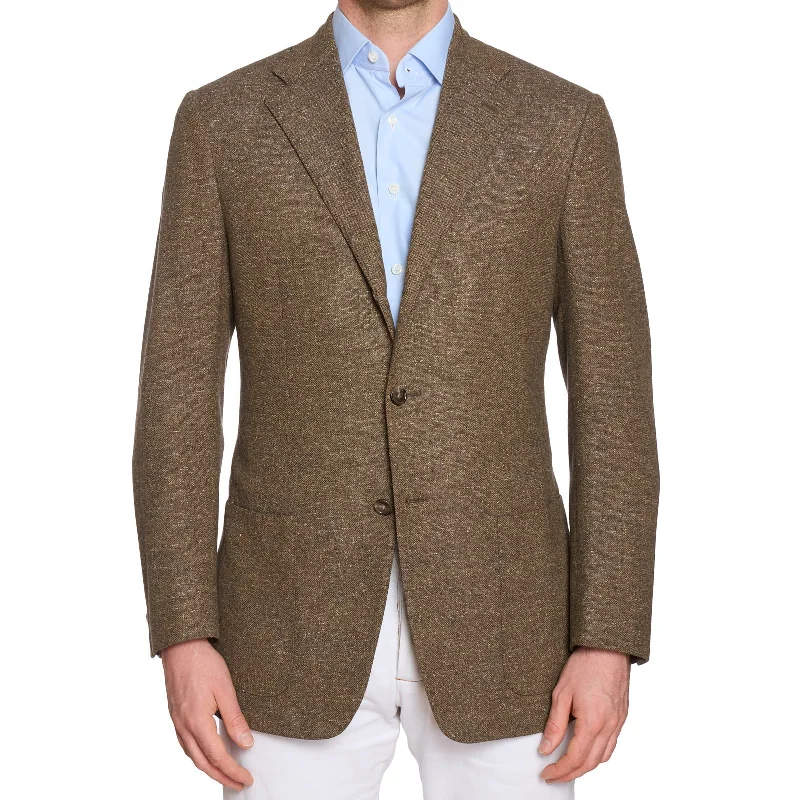 CORNELIANI Brown Donegal Wool-Silk-Cashmere Jacket EU 48 NEW US 38 Modern Men's Geometric