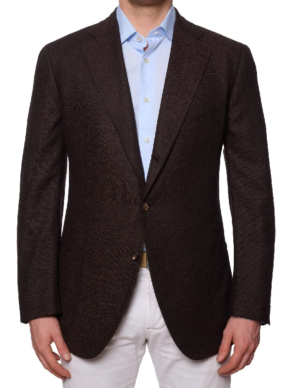 CESARE ATTOLINI Napoli Handmade Dark Brown Wool-Cashmere Blazer Jacket EU 54 US 44 Rugged Men's Outdoor 