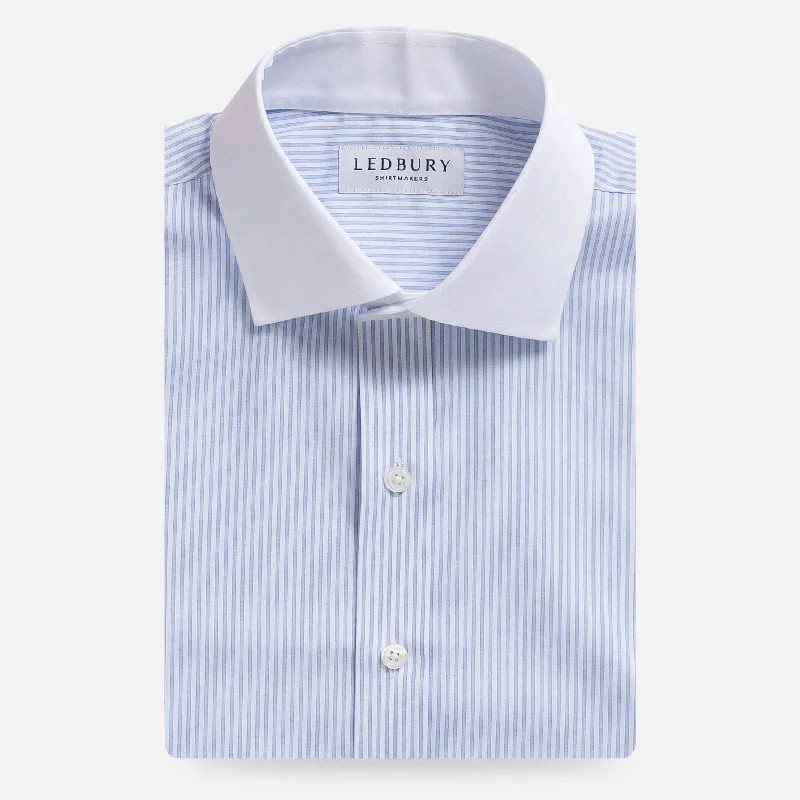 The Blue Kent Stripe Winchester Collar Custom Shirt Luxurious Men's High