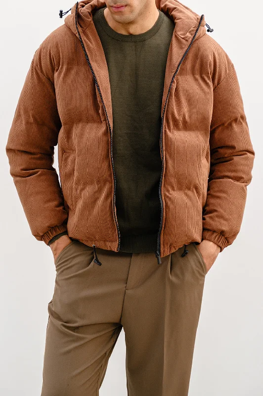 CORDUROY PUFFER JACKET Casual Men's Loose