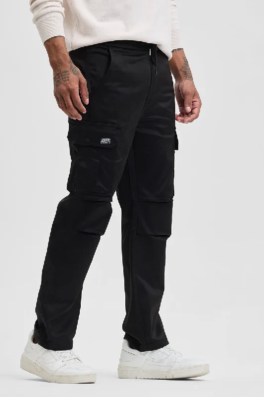 Black Relaxed Fit Cargo Pant Gym