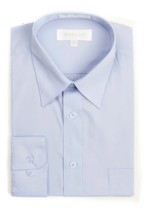 Marquis Men's Classic Fit Solid Dress Shirt - Light Blue Refined Men's European