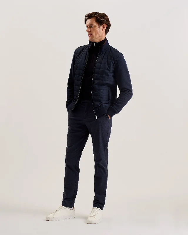 Entil Ls Regular Fit Quilted Funnel Neck Navy Laid