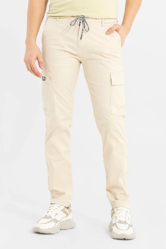 Stark Pastel Cream Cargo Pant Cool Men's Distressed