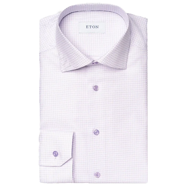 Light Purple Check Cotton Tencel Lyocell Contemporary Fit Shirt - ETON Sharp Men's Italian