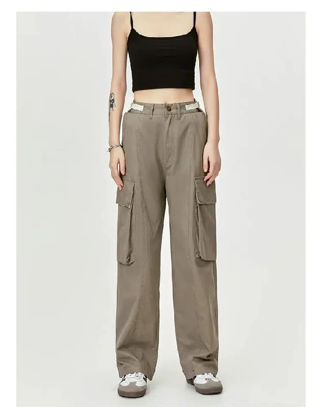 Flap Pocket Belted Strap Cargo Pants Business