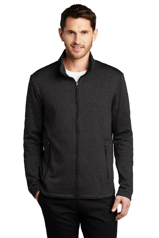 Port Authority Mens Collective Striated Fleece Full Zip Jacket - Heather Deep Black Masculine Men's Thick