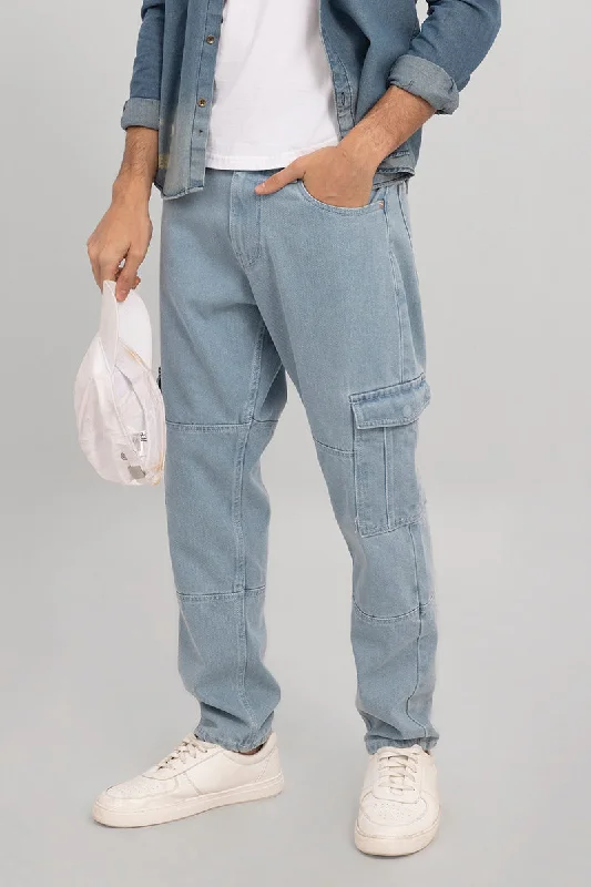 Heft Sky Blue Cargo Baggy Jeans Artistic Men's Avant