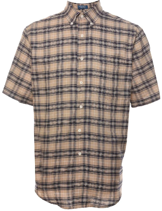 Light Brown Checked Shirt - M Bold Men's Statement