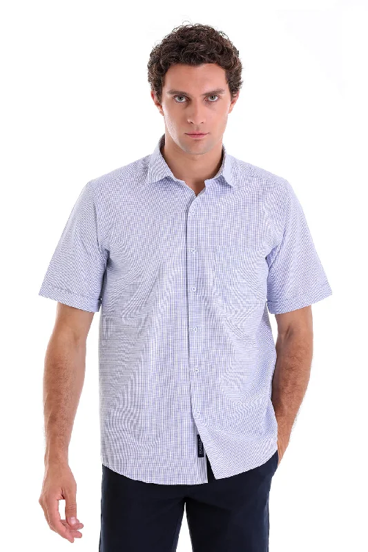 Comfort Fit Pin Check Cotton Blend Navy Dress Shirt Lumberjack