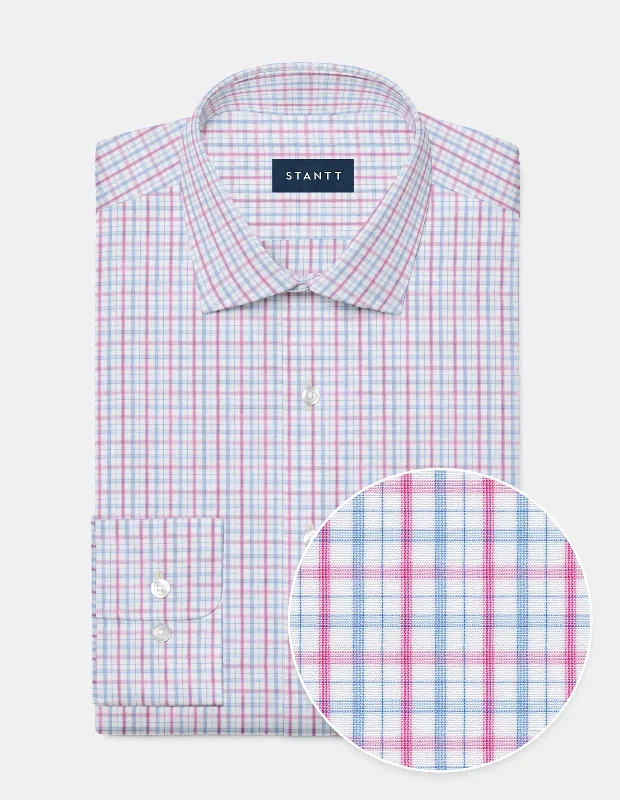 Pink and Ice Stacked Dress Check Cclassic Men's Tweed