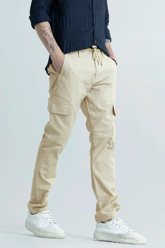 City Breeze Cream Linen Cargo Pant Refined Men's Classic 