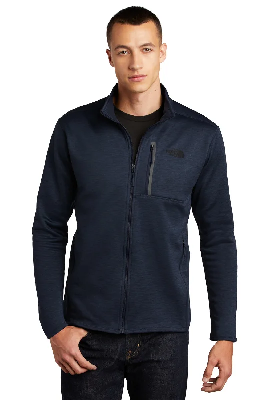 The North Face Mens Skyline Fleece Full Zip Jacket - Heather Urban Navy Blue - Closeout Laid