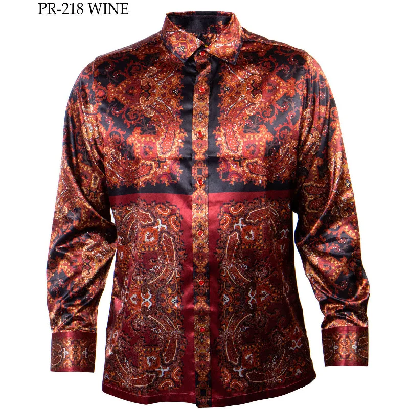 PRESTIGE VERSACE INSPIRED WINE RUST BLACK SHIRT Laid