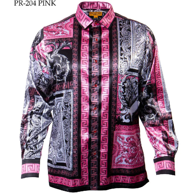 PRESTIGE VERSACE INSPIRED PINK BLACK WHITE SHIRT Masculine Men's Thick