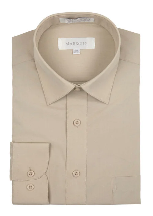 Marquis Men's Classic Fit Solid Dress Shirt - Sand Cozy Men's Winter