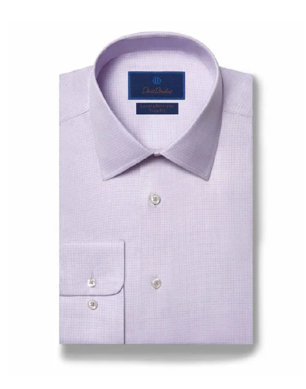 David Donahue Lilac Mini Check Non-Iron Dress Shirt Lumberjack