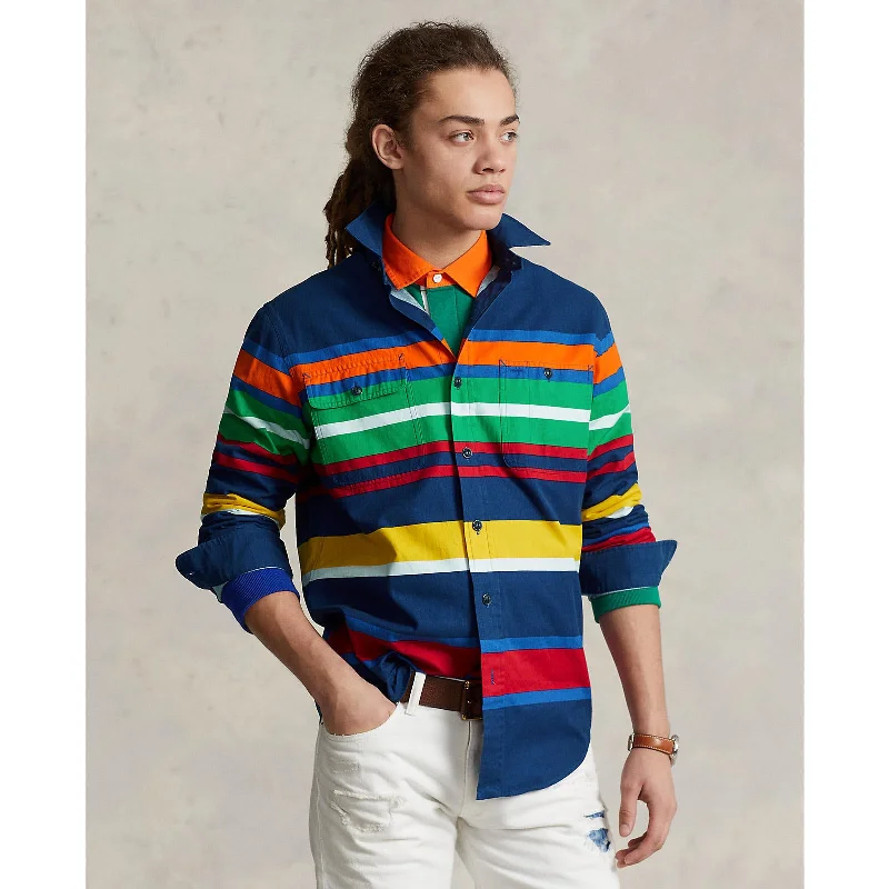 Oxford Work Shirt - Striped - Multi-Coloured Earthy Men's Hemp