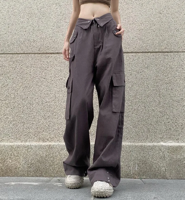 Casual Waist Folded Cargo Pants Artistic Men's Hand