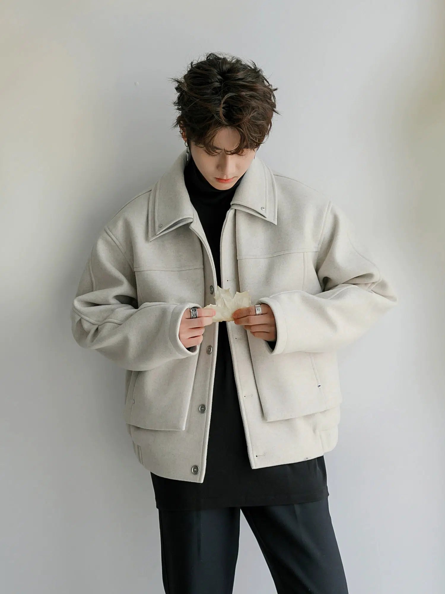 Button Closure Woolen Coat Elegant Men's Cashmere