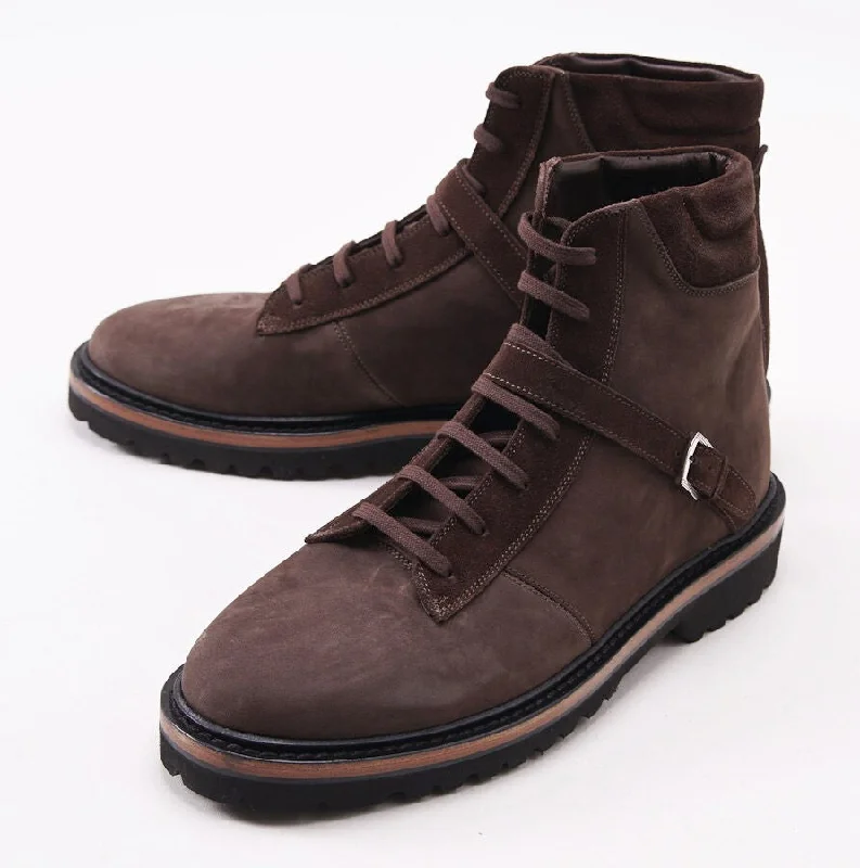 Kiton Nubuck Leather Ankle Boots Tough Men's Tactical