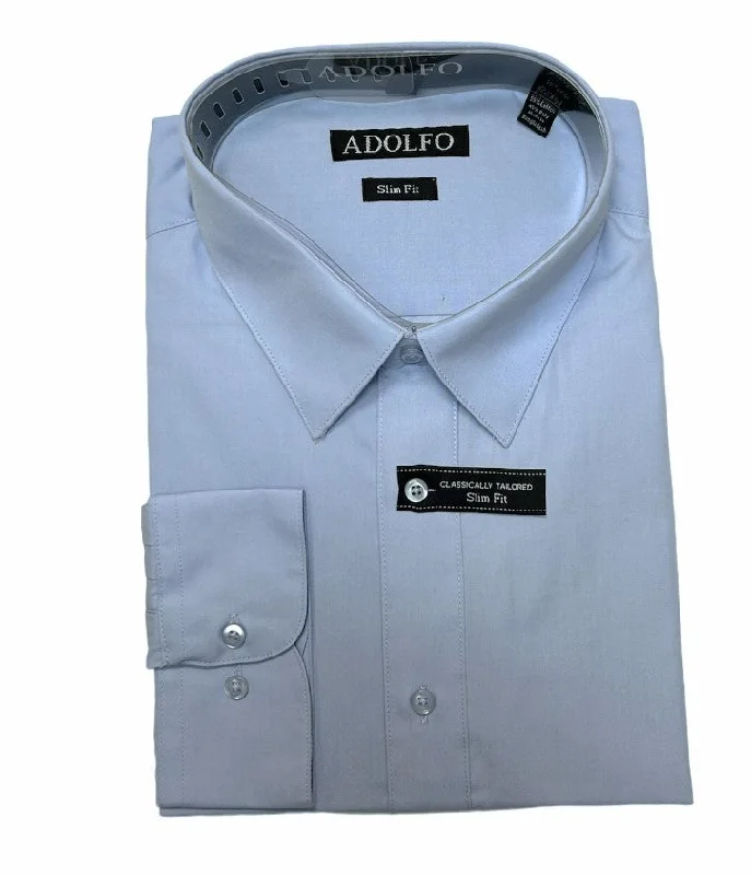 Adolfo Slim Fit Dress Shirt - Medium Blue Sporty Men's Athleisure 