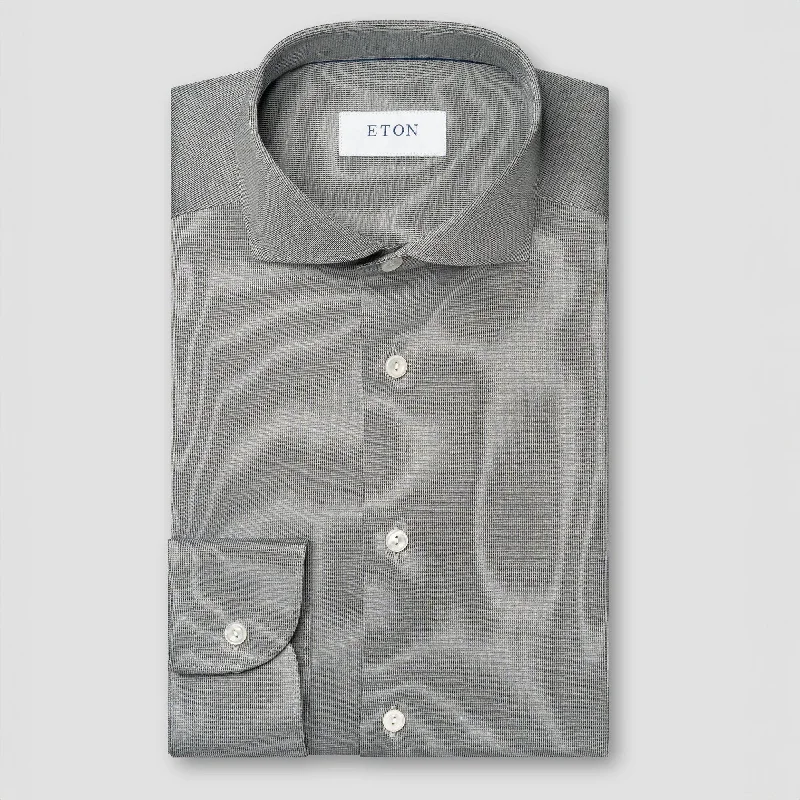 Mid Gray Filo Di Scozia Semi-Solid Slim Fit Shirt - ETON Hip Men's Urban