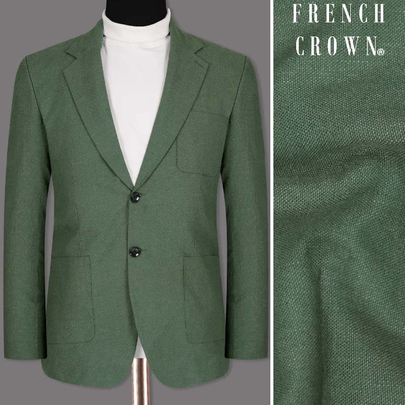 Asparagus Green Luxurious Linen Sports Blazer British Gentleman Style