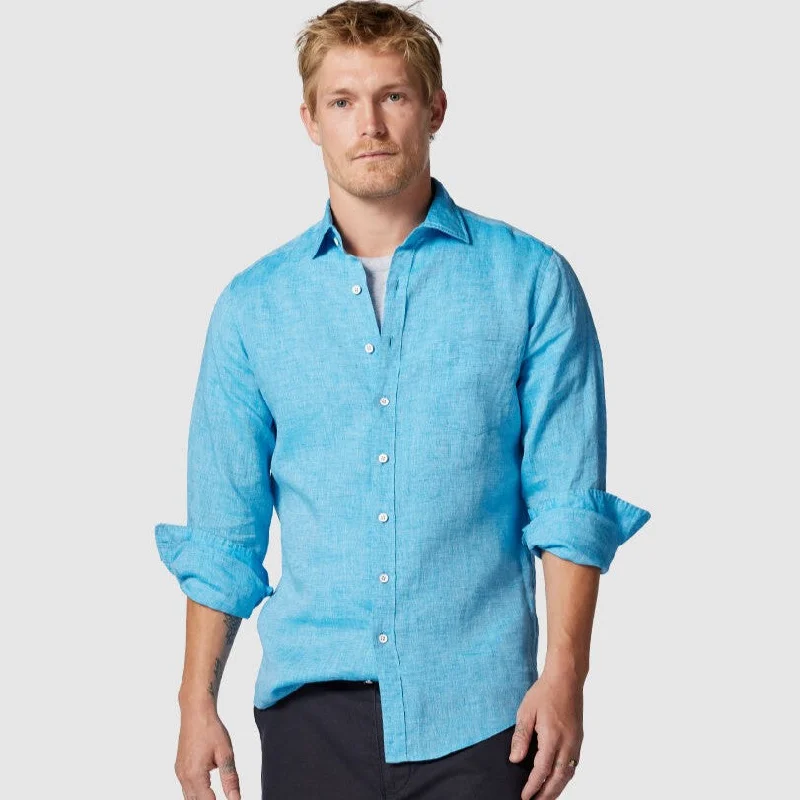 Rodd & Gunn - Coromandel Linen Sports Fit Shirt - Cobalt Practical Men's Quick